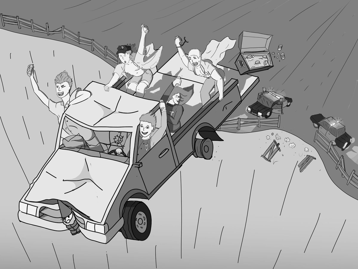 TonyDraws56's tweet photo. Schnapsidee - Drunk Idea - "The Last Night of Summer"

For my final project from my previous class, we were asked to create an illustration around a single word prompt.  #rmcad #illustration #digitalillustration https://t.co/81uWZwzq6K