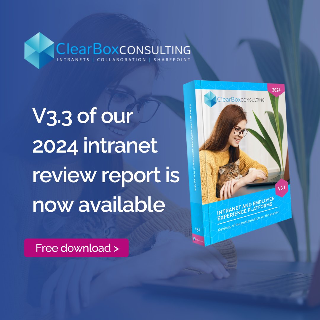 ClearBox Consulting (@clearbox) on Twitter photo 📢 We recently updated our #intranet review report - V3.3 is here, and available to download!
Download your FREE copy ➡ clearbox.co.uk/best-intranet-…
🤝 Now featuring updated reviews of <a href="/mangoappsinc/">MangoApps</a> , <a href="/OmniaIntranet/">Omnia - the top rated intranet product</a> , and @OakEngage, along with a new overview of <a href="/SynigoPulse/">Synigo Pulse</a>. 📢 We recently updated our #intranet review report - V3.3 is here, and available to download!
Download your FREE copy ➡ clearbox.co.uk/best-intranet-…
🤝 Now featuring updated reviews of <a href="/mangoappsinc/">MangoApps</a> , <a href="/OmniaIntranet/">Omnia - the top rated intranet product</a> , and @OakEngage, along with a new overview of <a href="/SynigoPulse/">Synigo Pulse</a>.