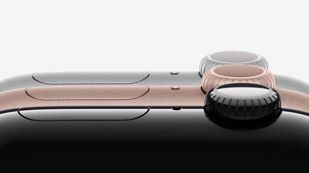 ijustine's tweet photo. New Apple Watch Series 10 looking so fresh. It's actually larger than the Apple Watch Ultra?!

Jet Black and Rose Gold, joining Silver Aluminum

#AppleEvent https://t.co/5iPpuO6Wmf