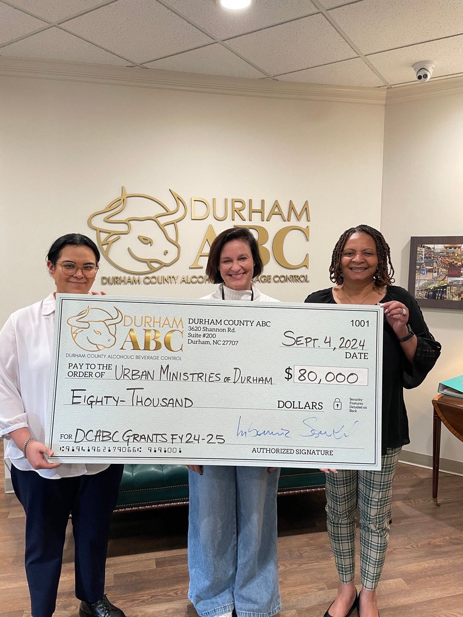 Thank you Durham ABC for your generous support of Urban Ministries of Durham. We are VERY #grateful!