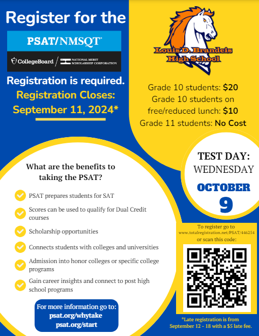 NISDBrandeis's tweet photo. 📢 Attention 10th & 11th graders! 📚 Don't miss out on the PSAT test on Oct 9th! Register by Sept 11th to secure your spot on campus. ⏰ Time's ticking! #PSAT #RootEDBrandeis #RepTheB
@danaperry73 https://t.co/b4iPDlwRjt