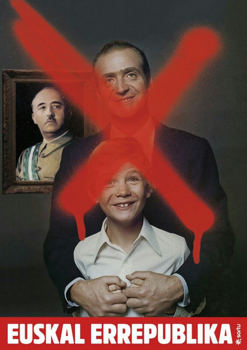 🔴Ez Juan Carlosik, ez Feliperik, ez diru publikoz aberastuko diren bilobarik, ez gure herriaren kaiola den 78ko erregimenaren oinordekorik.

Guk ez dugu erregerik.
Gurea, Euskal Errepublika!
