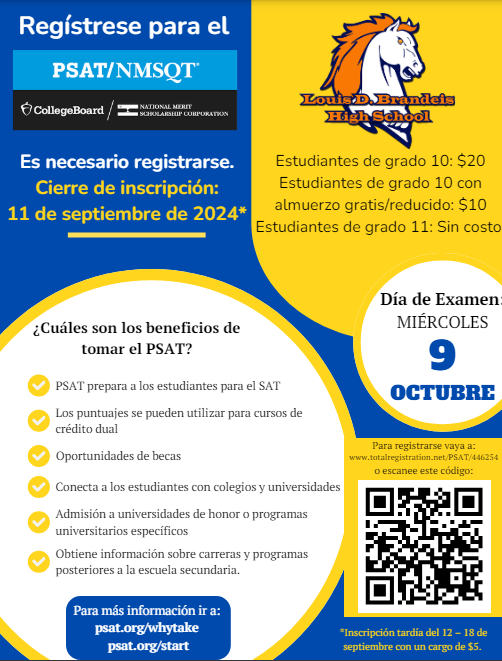 NISDBrandeis's tweet photo. 📢 Attention 10th & 11th graders! 📚 Don't miss out on the PSAT test on Oct 9th! Register by Sept 11th to secure your spot on campus. ⏰ Time's ticking! #PSAT #RootEDBrandeis #RepTheB
@danaperry73 https://t.co/b4iPDlwRjt