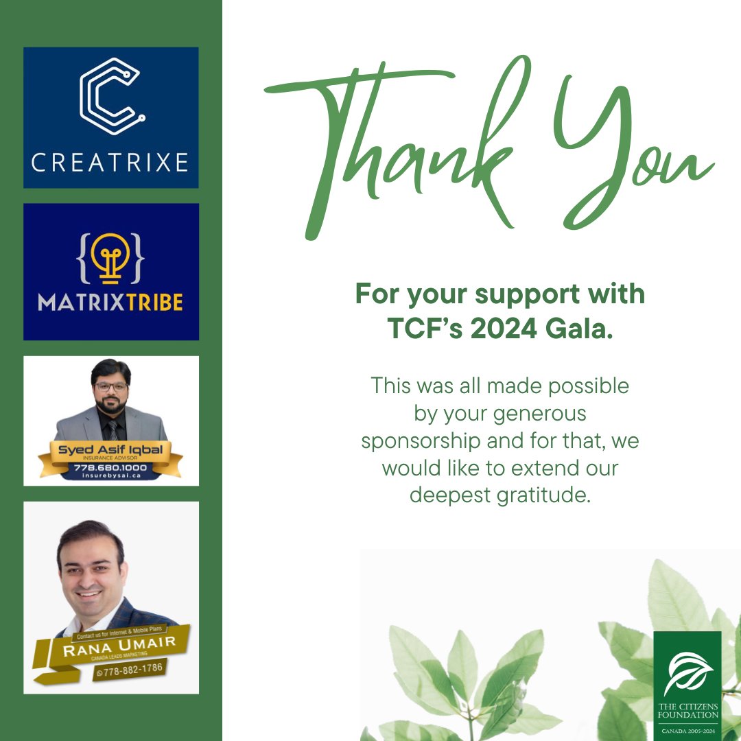 Vancouver4Tcf's tweet photo. Once again, a huge thank you to all of our incredible sponsors for their support this year! We look forward to seeing you all at the gala on September 14th!

For ticket purchase, contact one of the following:

Usman Nadeem: (778) 882-5891
Waseem Javed: (604) 779-7513 https://t.co/HldVj4y93S