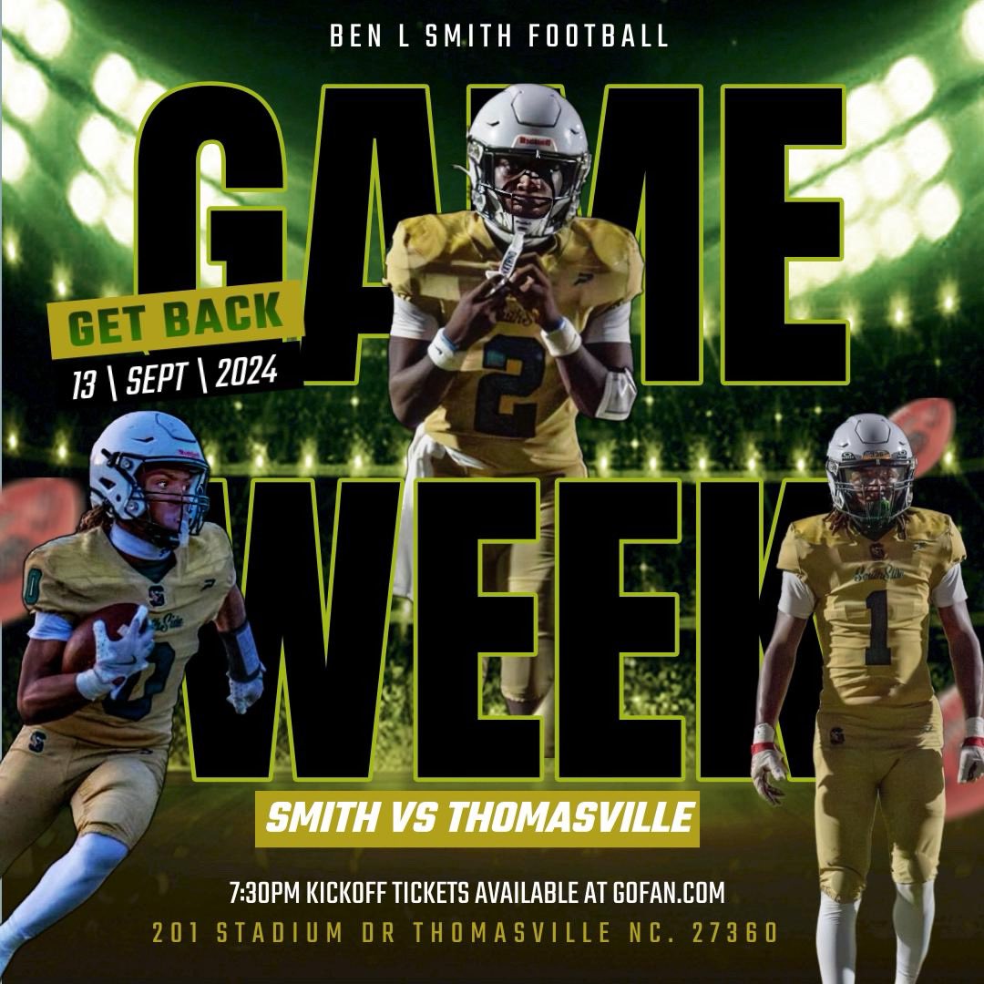 COACHJACKSON336's tweet photo. THIS FRIDAY NIGHT WE TRAVEL DOWN 85 TO THE DOG POUND TO TAKE ON THE THOMASVILLE BULLDOGS KICKOFF 7:30PM BE THERE FRIDAY NIGHT FOOTBALL! #BENLSMITHHIGHSCHOOL #SMITHFOOTBALL #FRIDAYNIGHTFOOTBALL #FOOTBALLSCOUTS #THOMASVILLE #GREENSBORO #NIKEFOOTBALL #HIGHSXHOOLFOOTBALL #SMITHway https://t.co/jjSMjCH0je