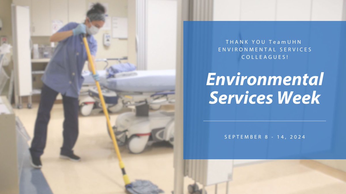 UHN's tweet photo. This week, UHN is celebrating #EnvironmentalServicesWeek 🎉

We take the opportunity to recognize the hardworking teams that help keep our spaces clean and comfortable for patients. 

Thank you #TeamUHN Environmental Services colleagues, you are appreciated! https://t.co/XkV0ODmubv