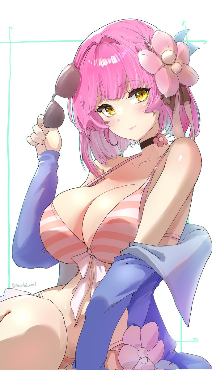 夏も終わりですが、水着メルセデス🌺描きました😎