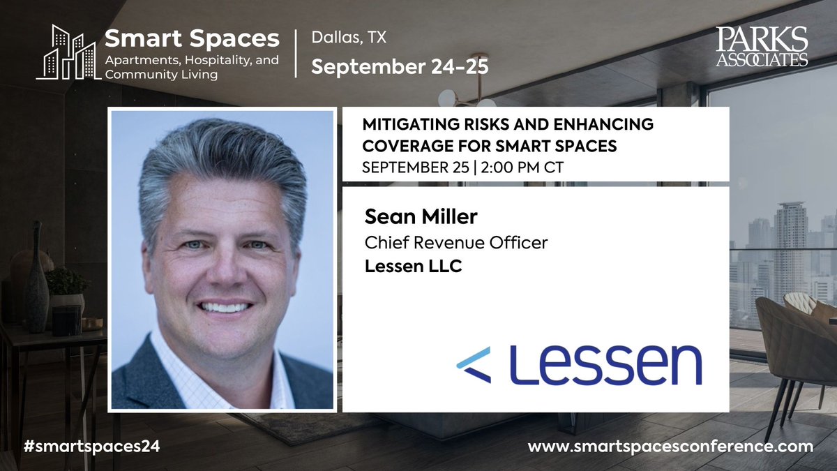 🎤 <a href="/Sean_T_Miller/">🪐🪐🪐</a>, Chief Revenue Officer, <a href="/LessenHQ/">Lessen</a> is speaking during #SmartSpaces24 in Dallas!

Don’t miss out on 50% off in-person registration with code SMSP-50C here 👉 smartspacesconference.com

#IoT #PropTech #AI #Dallas