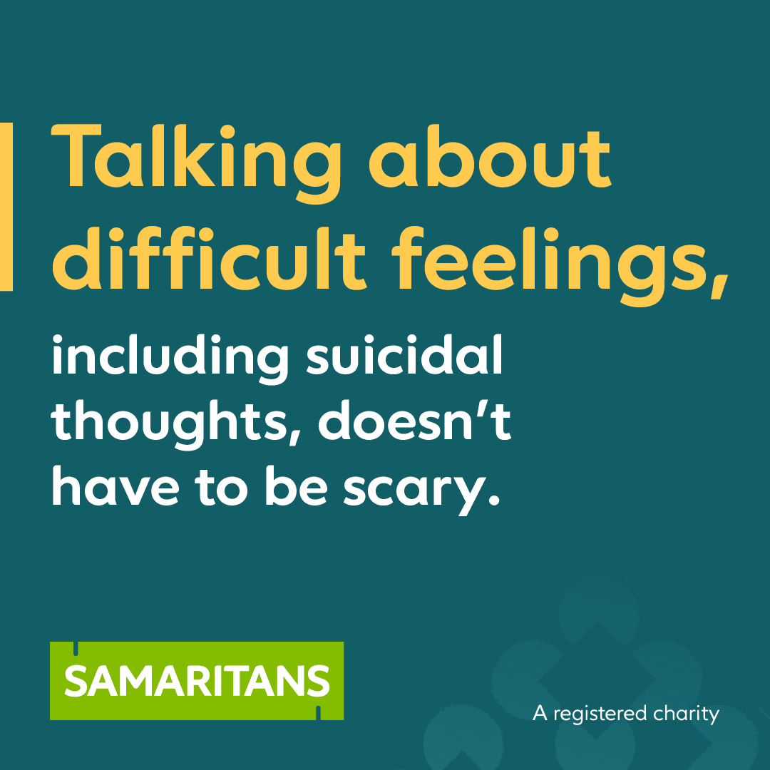 Reminder: It’s OK to ask someone if they’re feeling suicidal.

Choose a quiet space, give your full attention, and put your phone down. Ask open questions and listen without judgement.

Asking can help them open up and start a conversation that could save their life 💚