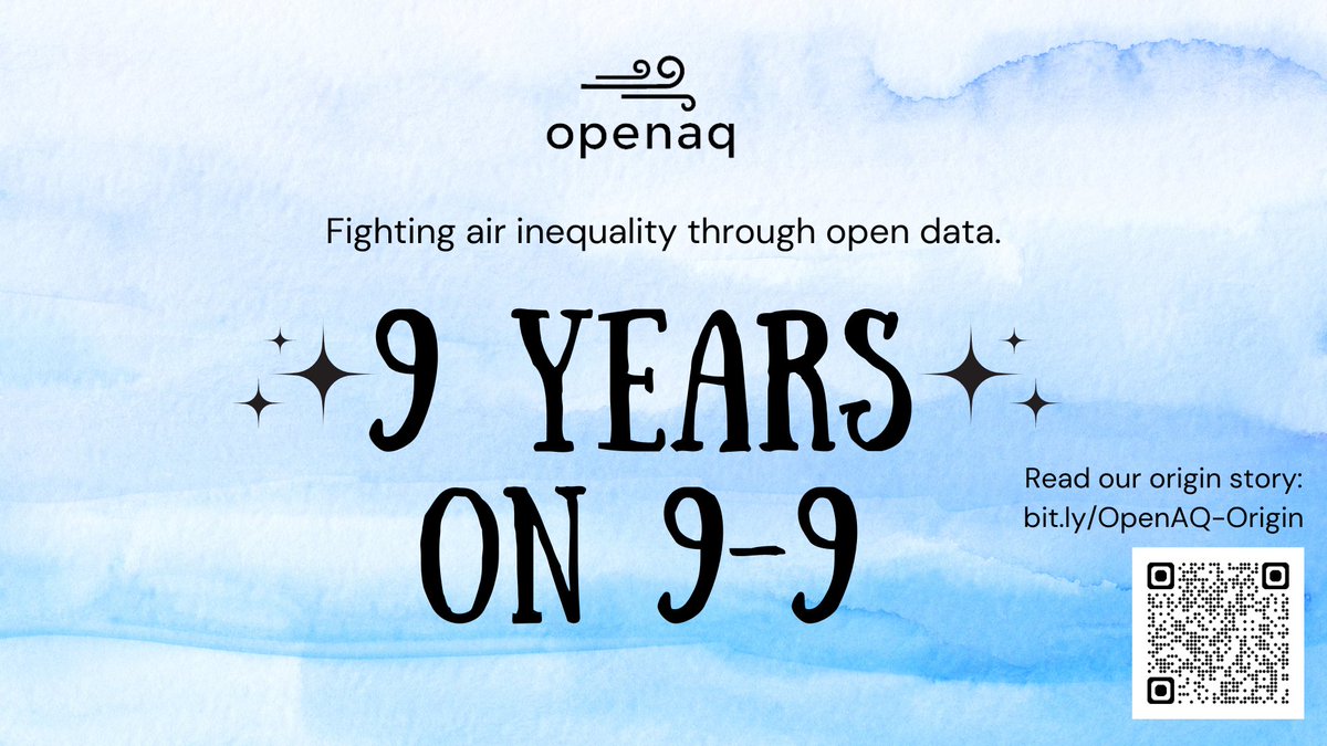 OpenAQ's tweet photo. OpenAQ was founded 9 years ago! Will you celebrate our 9th anniversary with a donation ranging from $9 to $99? https://t.co/QEsVUXVOrF https://t.co/yMgG0jKqE1