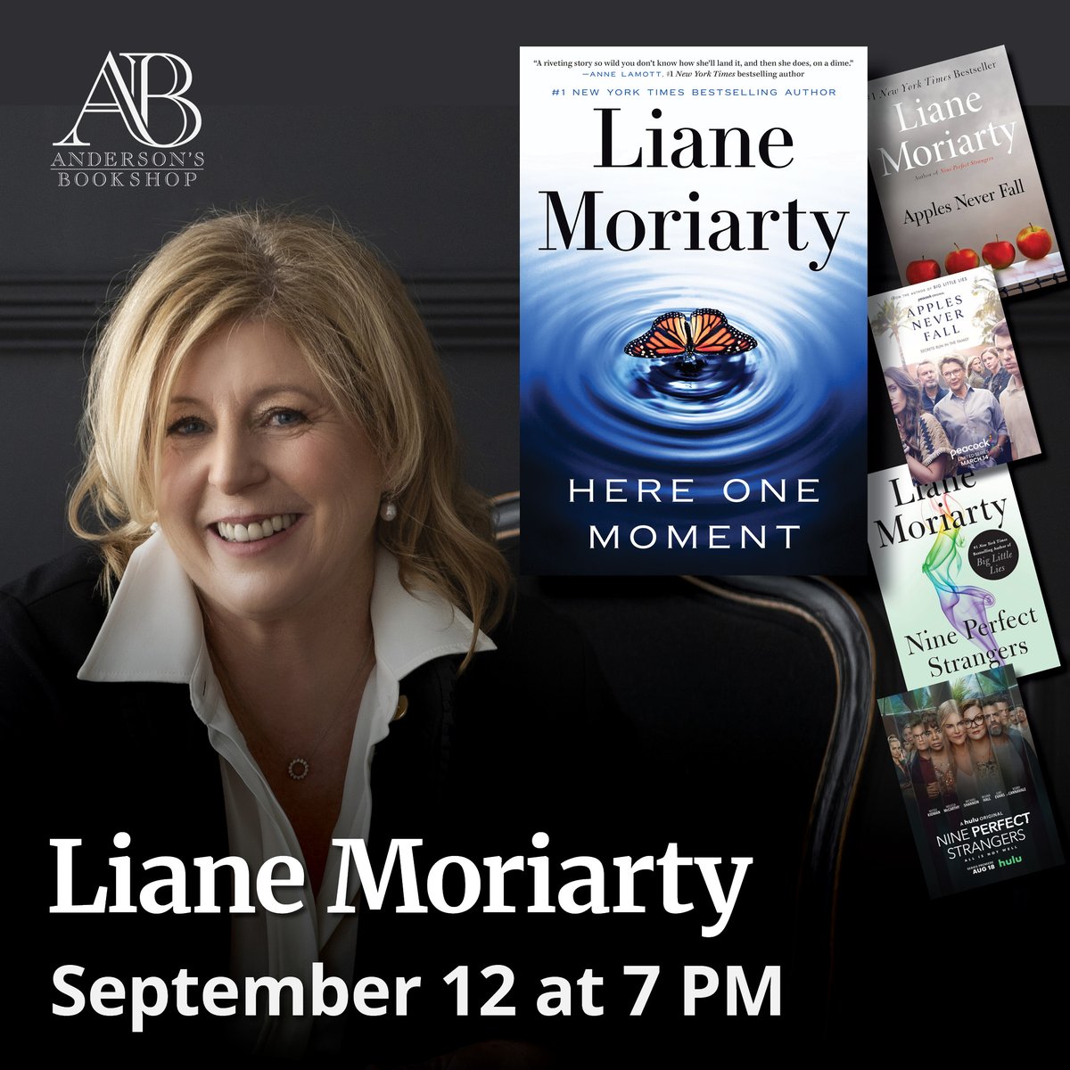 THURS: Mega bestselling author, Liane Moriarty will be in convo w/ fellow bestselling author, Mary Kubica <a href="/MaryKubica/">Mary Kubica</a> to discuss Liane's latest, Here One Moment! A signing line will follow. TICKETS ARE HERE: HereOneMomentAndersons.eventcombo.com
