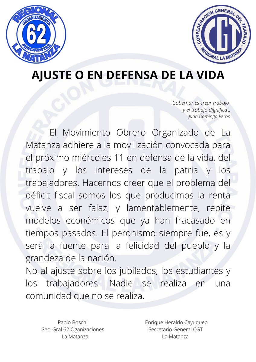 AJUSTE O EN DEFENSA DE LOS TRABAJADORES