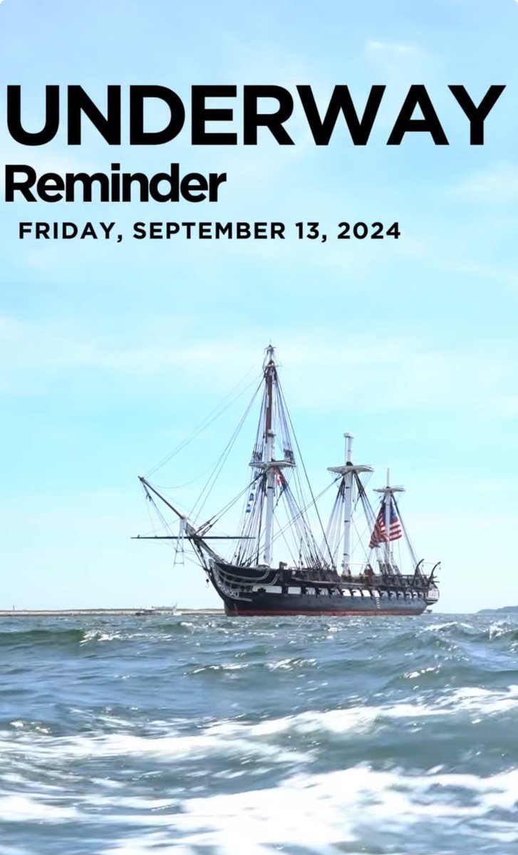 Reminder: USS Constitution is scheduled to get underway this Friday, September 13, from Charlestown Navy Yard at 10:00 a.m.

A 21-gun salute will be fired at approximately 11:30 a.m.

Following the underway, the ship will be closed to the public for the rest of the day.