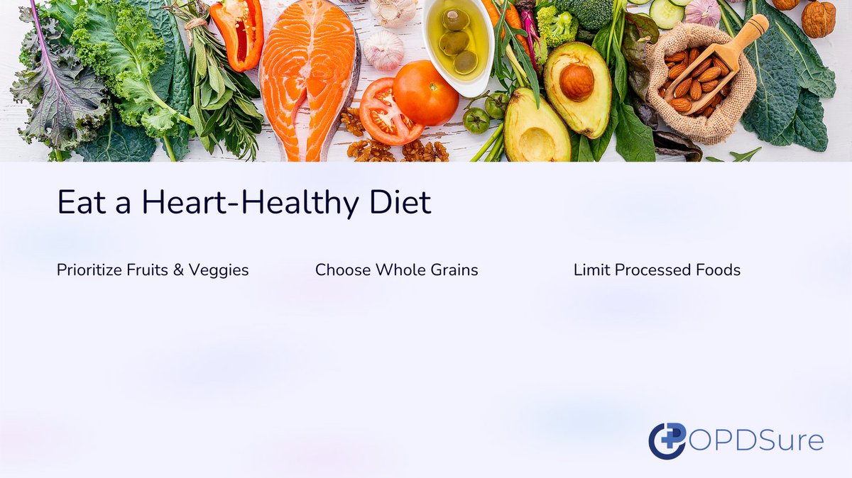OpdSure's tweet photo. 🫀 Want to reduce your risk of a heart attack? Here are some key lifestyle changes you can adopt today:

Maintain a Healthy Weight
Eat a Heart-Healthy Diet
Exercise Regularly
Quit Smoking
Manage Stress
Prioritize Sleep
Limit Alcohol Consumption
Get Regular Health check-ups https://t.co/Ho77x0NVLl