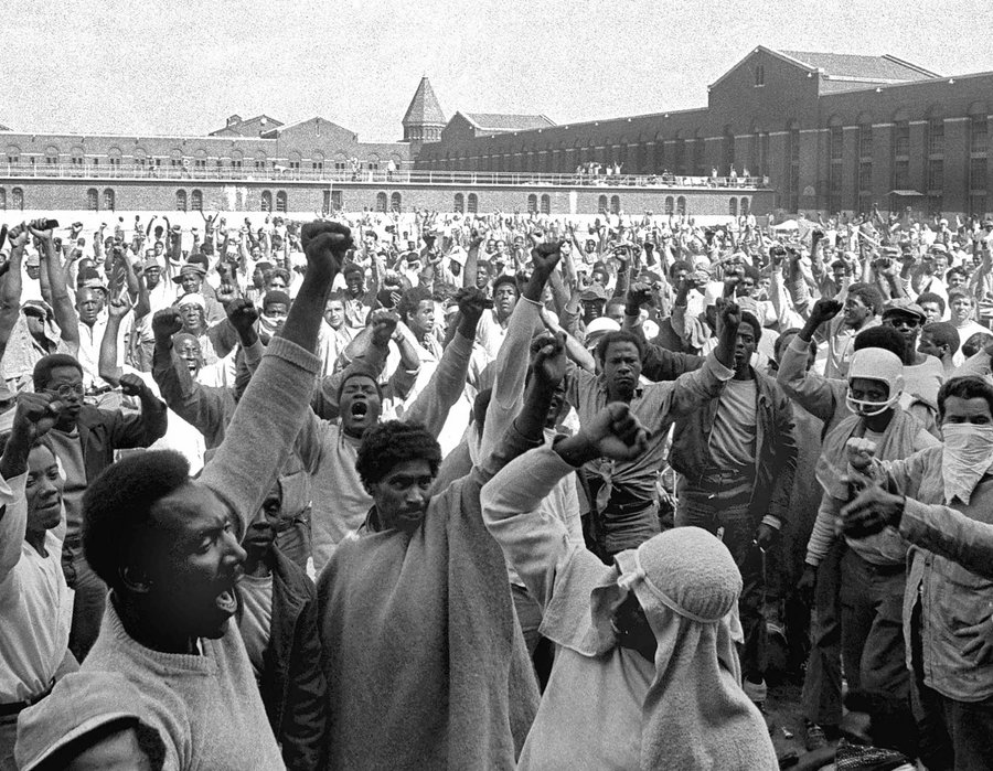 The Attica Uprising is upon us, Sept 9-13. Inmates, Inspired by the assassination of George Jackson, united &amp; seized the prison with/ long-standing demands to be treated as human beings. The State's response was to murder 43 people (33 inmates, 10 of their own).