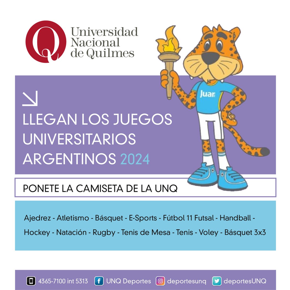 SUMATE A LOS EQUIPOS DE LA <a href="/UNQoficial/">Universidad Nacional de Quilmes</a> EN LOS JUAR 2024 🏐🏀🏉

Del 08 al 11 de Octubre la UNQ participará del regional en la UNLP. 

📣 Abrimos la convocatoria!

🔗Completá el formulario y enterate los requisitos para participar: forms.gle/5rxhYLZc9LVCuB…
