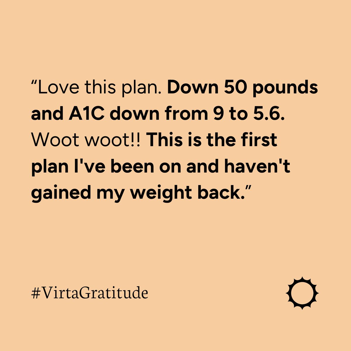 virtahealth's tweet image. Member stories inspire us everyday! We're so thankful to be a part of your health journey and help change lives for the better. 🫶

#Virta #VirtaHealth #VirtaGratitude