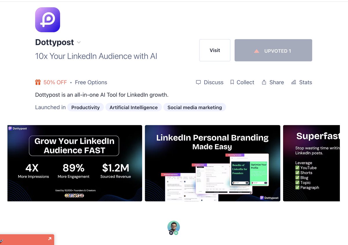 ankit_saas's tweet photo. 🚨 Just finished @ProductHunt listing

Im hunting this solo and as a maker!

Nervous and excited at the same time. Wish me luck guys!

Where are you build-in-public folks?

#producthunt #buildinpublic https://t.co/940sSv9eUG