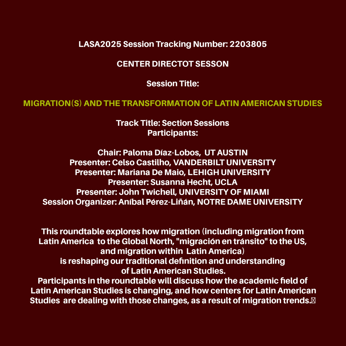 LASA Center Director Section tweet media