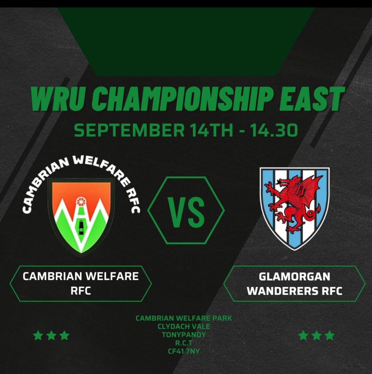 cambrianwelfar1's tweet image. Cambrian Welfare&apos;s WRU Championship East season kicks off with a home game against @GlamWandsRFC . Your support is much appreciated