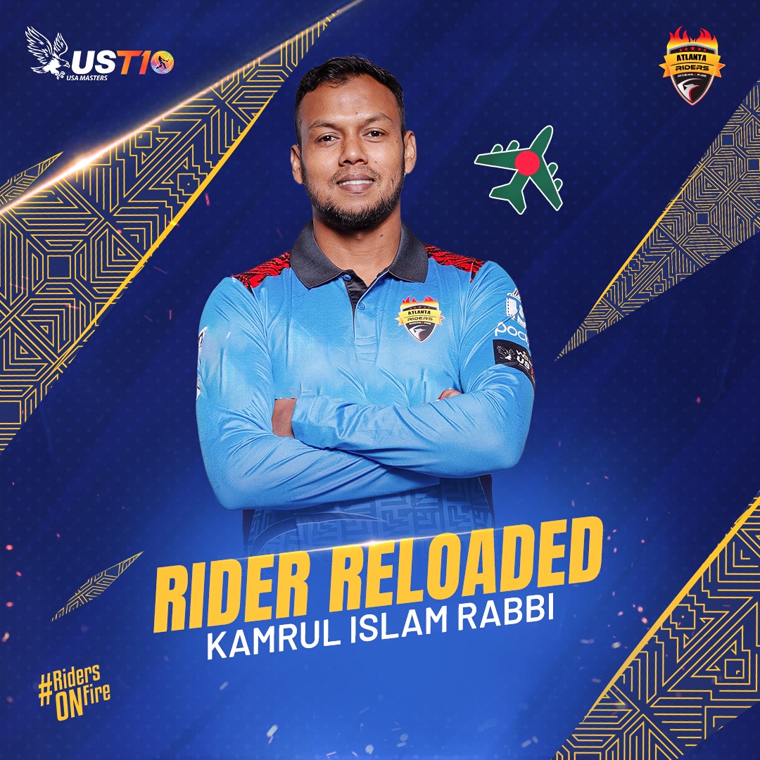 AtlantaRiders's tweet photo. Incoming Pace Storm! ⚡

The Bangladeshi Speed Force Kamrul Islam Rabbi returns to the Atlanta Riders! 🔥 🏏

#RidersOnFire #USMastersT10 #T10league https://t.co/AqWQimPPT6