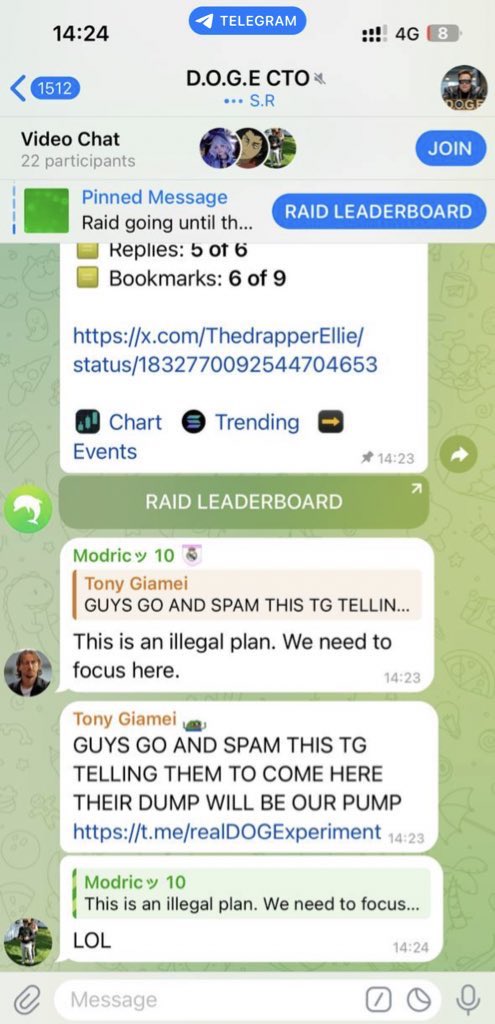 Developments from the ongoing Sol D.O.G.E issue between two competing projects. 

For the pass few days the <a href="/DOGEexperiment/">D.O.G.E - Department of Government Efficiency</a> community has been under a massive fud, spam, intentional buy and dump campaign on the chart. 

The t.me/Doge_Department community has maliciously