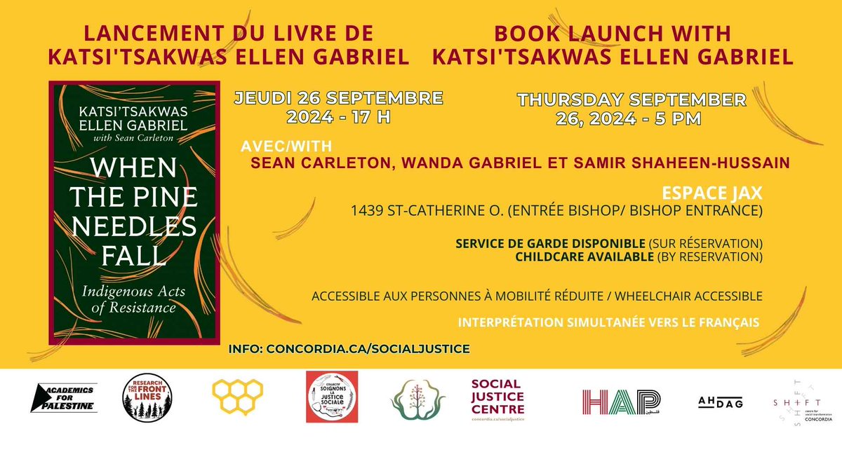 Newsletter - Book Launch with Ellen Gabriel - Lancement de l'IQDA Institut de droit animalier au Québec plus a live community broadcast with Stefan Christoff mailchi.mp/c59d40bf2e7d/s…