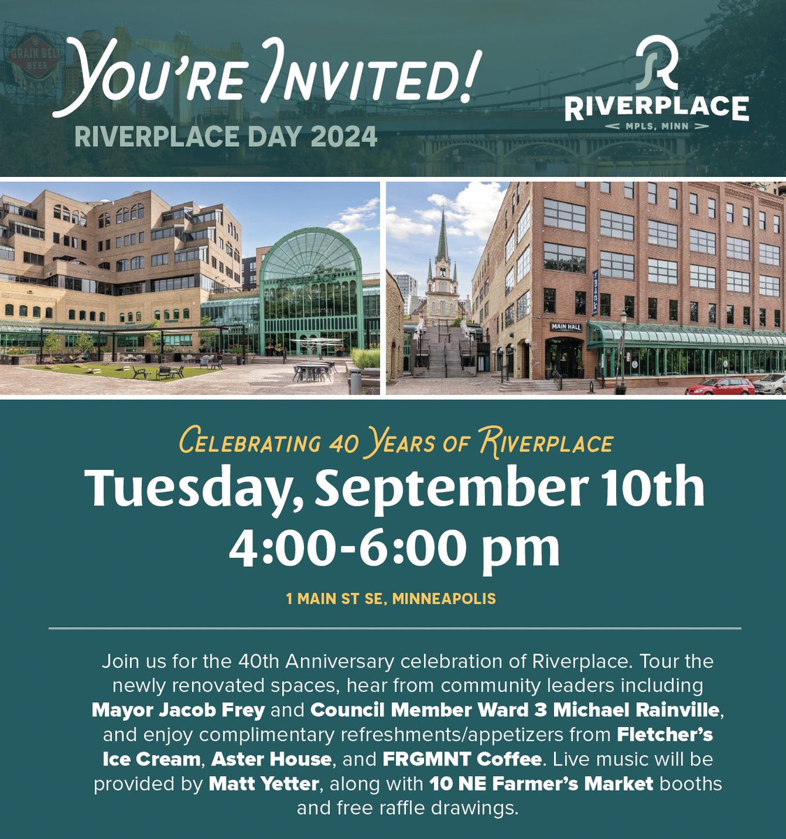 Join us tomorrow to celebrate Riverplace - lots of stuff to do and people to meet!