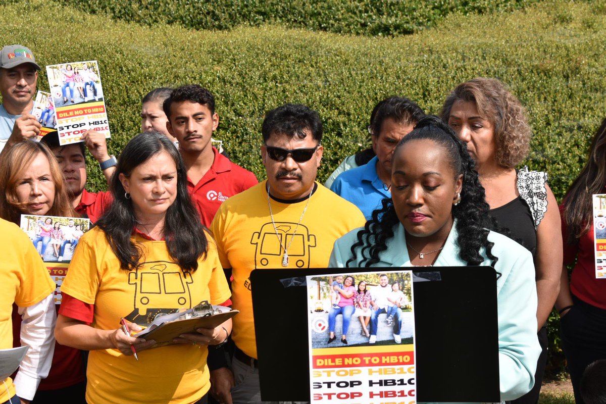 CentroHispanoNC's tweet photo. Raising our voices against #HB10! ✊🏽✊🏽
In partnership with @elcolectivonc, representatives, and allies, we hosted a powerful press event outside the General Assembly. #StopHB10 https://t.co/3QJo4pUos3