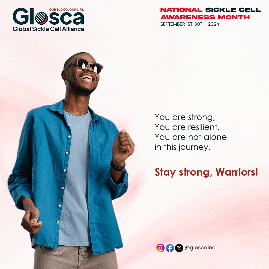 gloscainc's tweet photo. Wishing you a week filled with comfort, strength, and moments of joy.
Stay strong, Warriors!
#nationalsicklecellawarenessmonth #september #SickleCell #glosca https://t.co/DkROIM30Ph