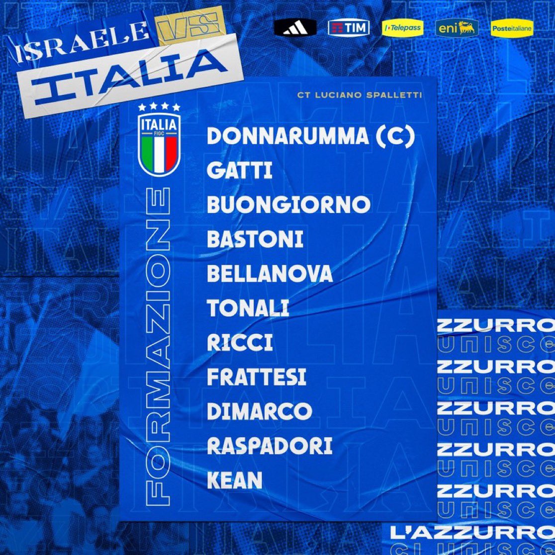 🇮🇹 La composition de la Nazionale Italiana pour affronter Israël ! 

🤔 Votre avis sur le XI ?
