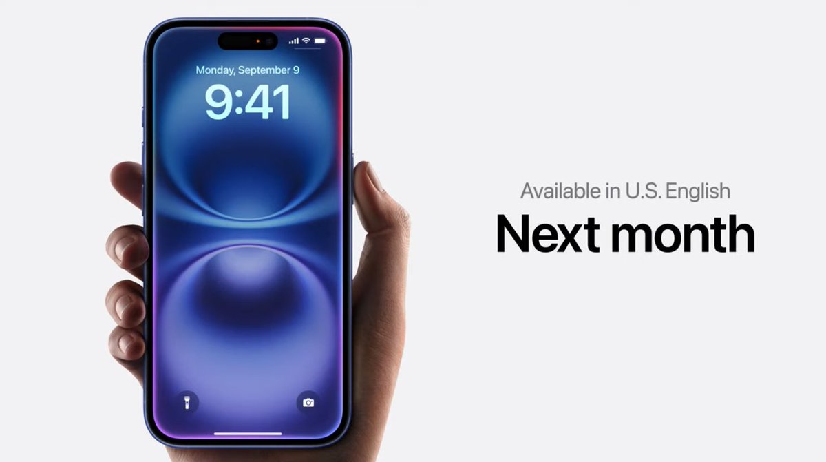 iPhoneate's tweet photo. #iPhone16 #AppleIntelligence transformará en gran parte el modo que usas tu iPhone. Apple Intelligence estará disponible en versión beta en inglés para EE.UU. Mientras que en los idiomas tales como chino, francés, japonés y español aún llegarán el año que viene. https://t.co/bw2j9MfAZU