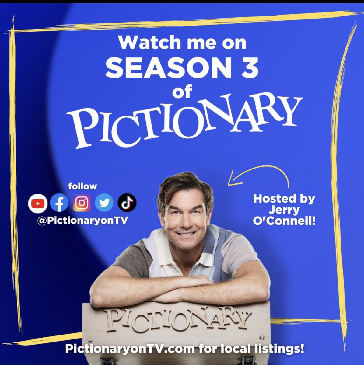 SugarSmak's tweet image. It’s premiere week for @PictionaryonTV! Tune in and see how I did and see the delightful @MrJerryOC! Scan the QR code on screen while watching for your chance to win one of three $10,000 cash prizes in the $30K Thanks-a-Rama Giveaway! #Pictionary #JerryOConnell #foxfirstrun