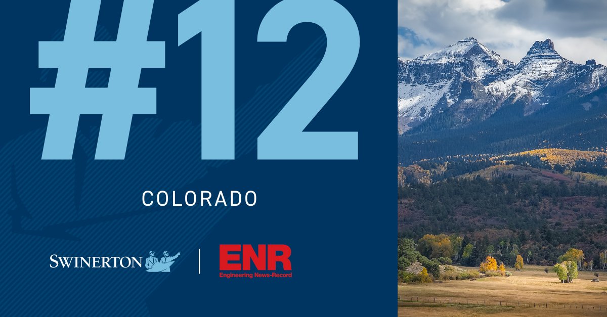swinerton's tweet photo. We’re proud to announce that Colorado ranked No. 12 in Engineering News-Record (ENR) Mountain States’ 2024 Top Contractors list! This recognition reflects our team's dedication and passion for excellence in the construction industry. 

https://t.co/j1icMnGJPl

#ENR #TopContractor https://t.co/8rOEh1oAm7