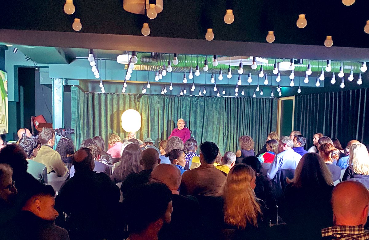 TimDWoodall's tweet photo. Hanif Kureishi on stage at the Bindery tonight, talking about his childhood, The Buddha of Suburbia, his Substack and much else. https://t.co/8oLZ6Titup