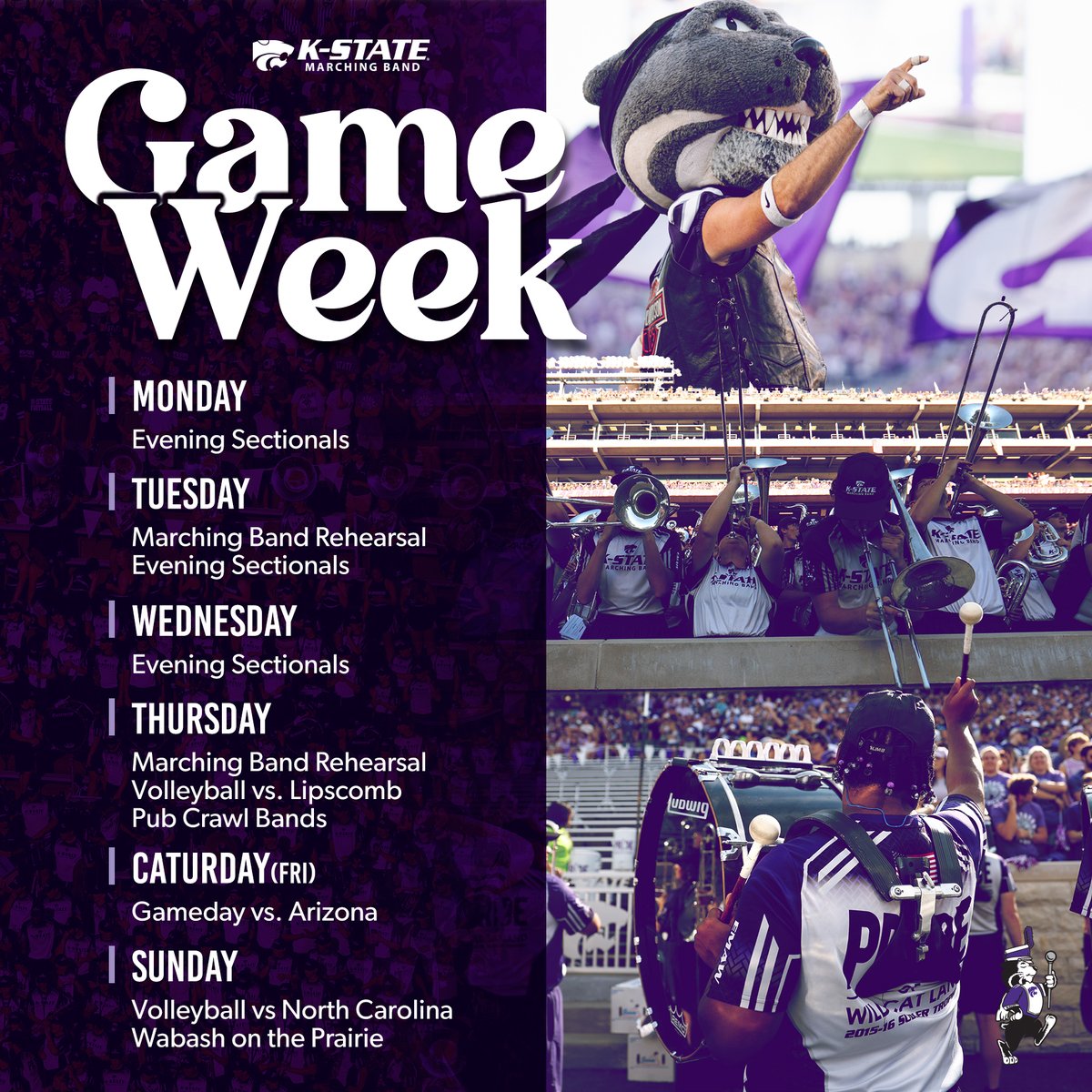 KStatePride's tweet photo. Game Week!
#unleashthepride
#prideonthree
@kstatefb
@kstatevb https://t.co/jO3U14STLN