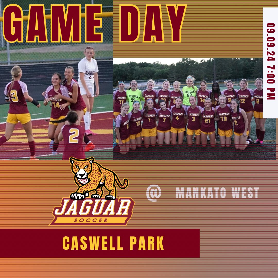 Monday Night Football! Jags travel to Mankato West for a 7:00 PM start. JV will play before at 5:00 PM