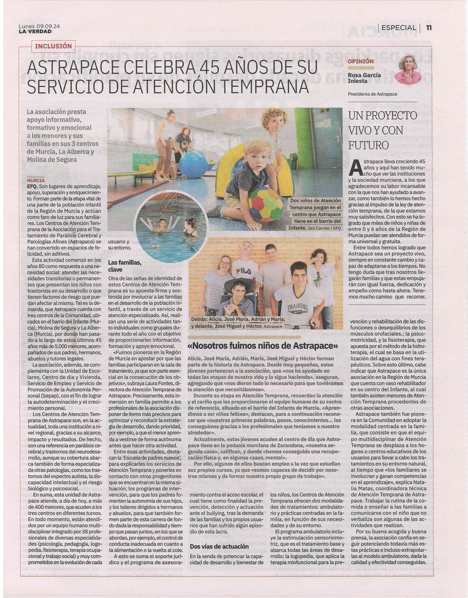 Astrapace's tweet photo. 🗞 Hoy queremos compartir con todos vosotros esta noticia de @laverdad_es.

4️⃣5️⃣ años al servicio de la gente, trabajando por los derechos de todas y todos, por la inclusión y sobre todo por una vida digna.

¡Aquí estamos y aquí seguiremos! 💙

👉🏼https://t.co/mpTegGbmdI https://t.co/kjMMOdAc0o