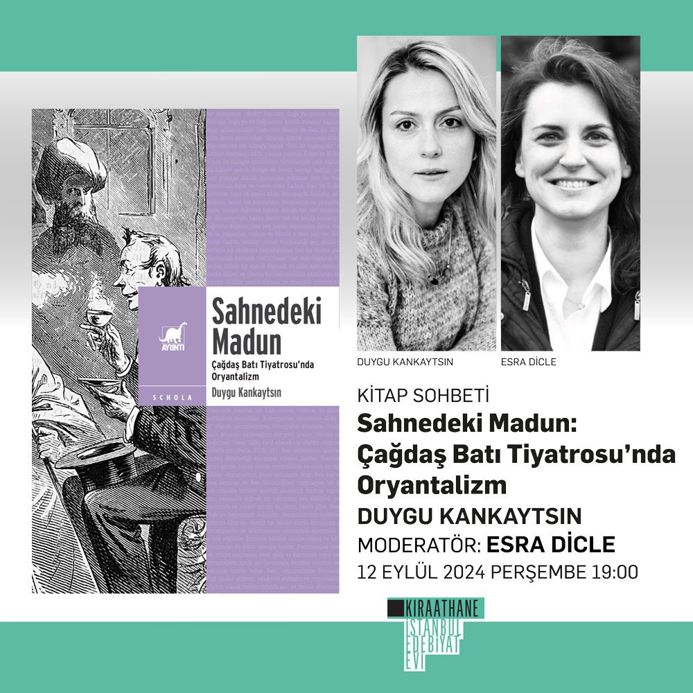 Hemen her sezon Kıraathane’de konuşmaktan keyifliyim. Bu kez sevgili Esra (Dicle) moderatörlüğünde “Sahnedeki Madun”u konuşacağımız için çok sevinçliyim. Uygun olanlar için 12 Eylül Perşembe 19.00’da buluşmak üzere🍁
<a href="/ayrintiyayinevi/">Ayrıntı Yayınları</a> <a href="/KIRAATHANE24/">İstanbul Edebiyat Evi</a> 
<a href="/pia7680/">esra dicle</a>