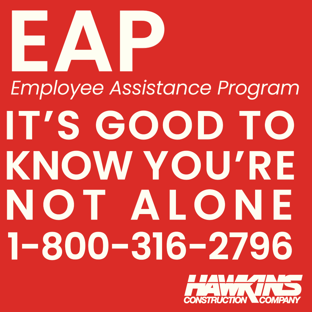This week is Construction Suicide Prevention week,
Know your resources &amp; take advantage of them.
You are cared for.
Suicide Prevention Resources/Hotline
constructionsuicideprevention.com/resources/
988
Hawkins Employee Assistance Program
mutualofomaha.com/eap/
mutualofomaha.com/eap/resources/…
1-800-316-2796