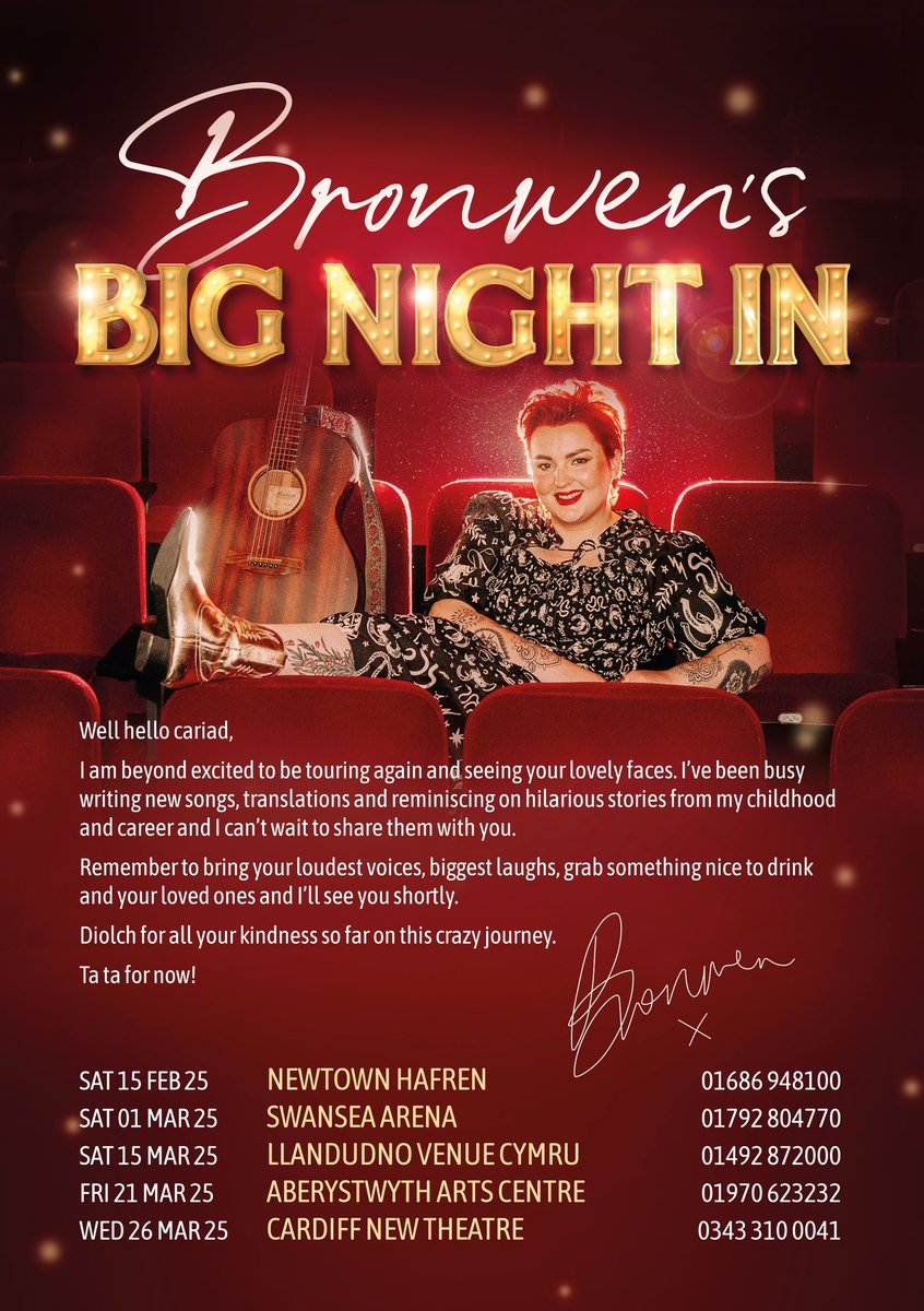 BronwenLewis_'s tweet photo. 📣 BIG ANNOUNCEMENT INCOMING! 📣 

NEW TOUR STARTING IN 2025! 🤩
‘Bronwen’s Big Night In’ - coming to Swansea, Newtown, Llandudno, Aberystwyth and Cardiff ❤️
An evening of music, stories and laughter! 

Get your tickets HERE ⬇️
https://t.co/evZiHhQ2ap https://t.co/L1PqHChJ81