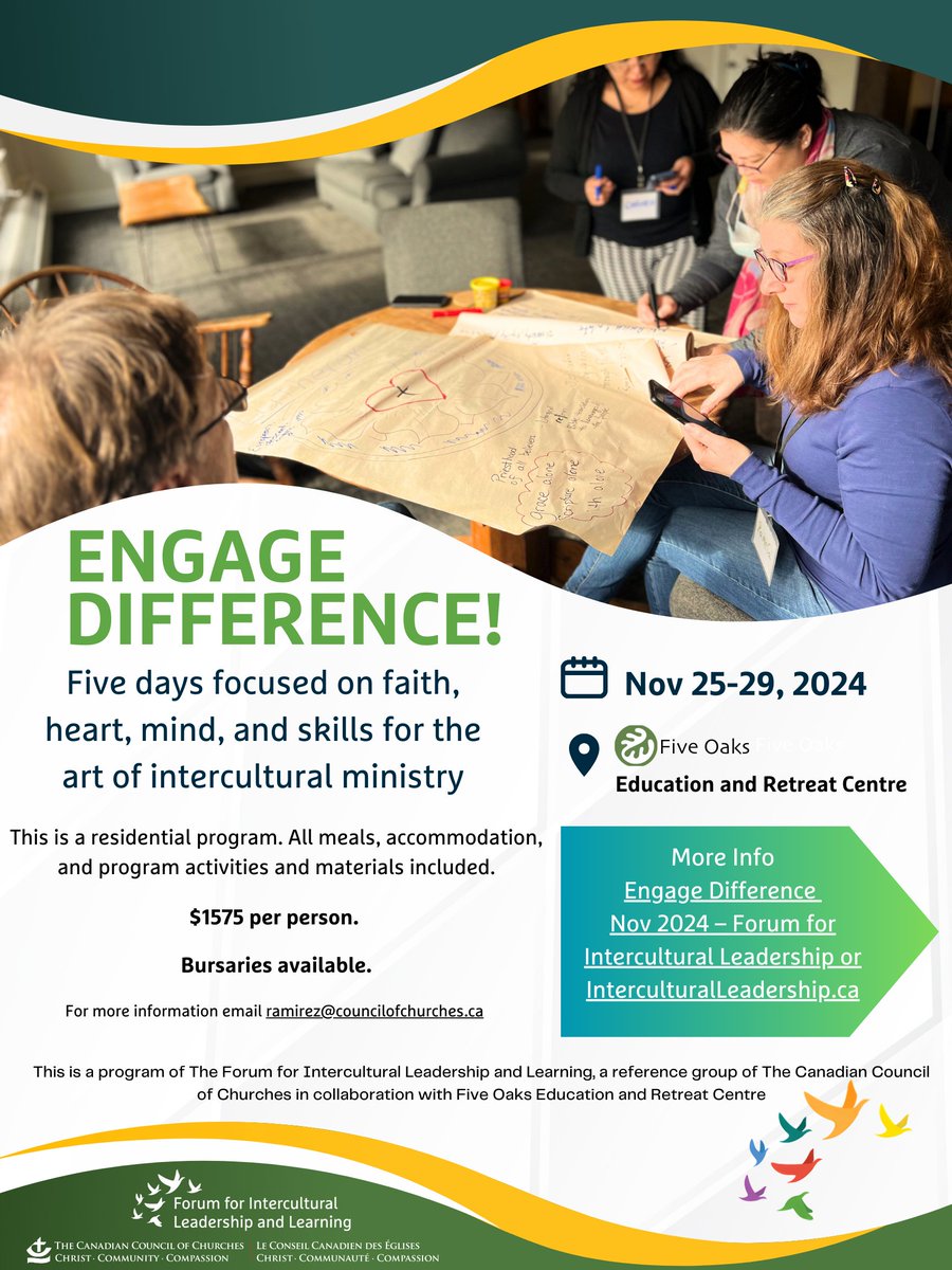 The Forum for Intercultural Leadership and Learning is once again hosting their 5-day interactive and engaging program: Engage Difference: Deepening Understanding for Intercultural Ministry (DUIM)!
Learn more and register online at the FILL site: 
interculturalleadership.ca/engage-differe…