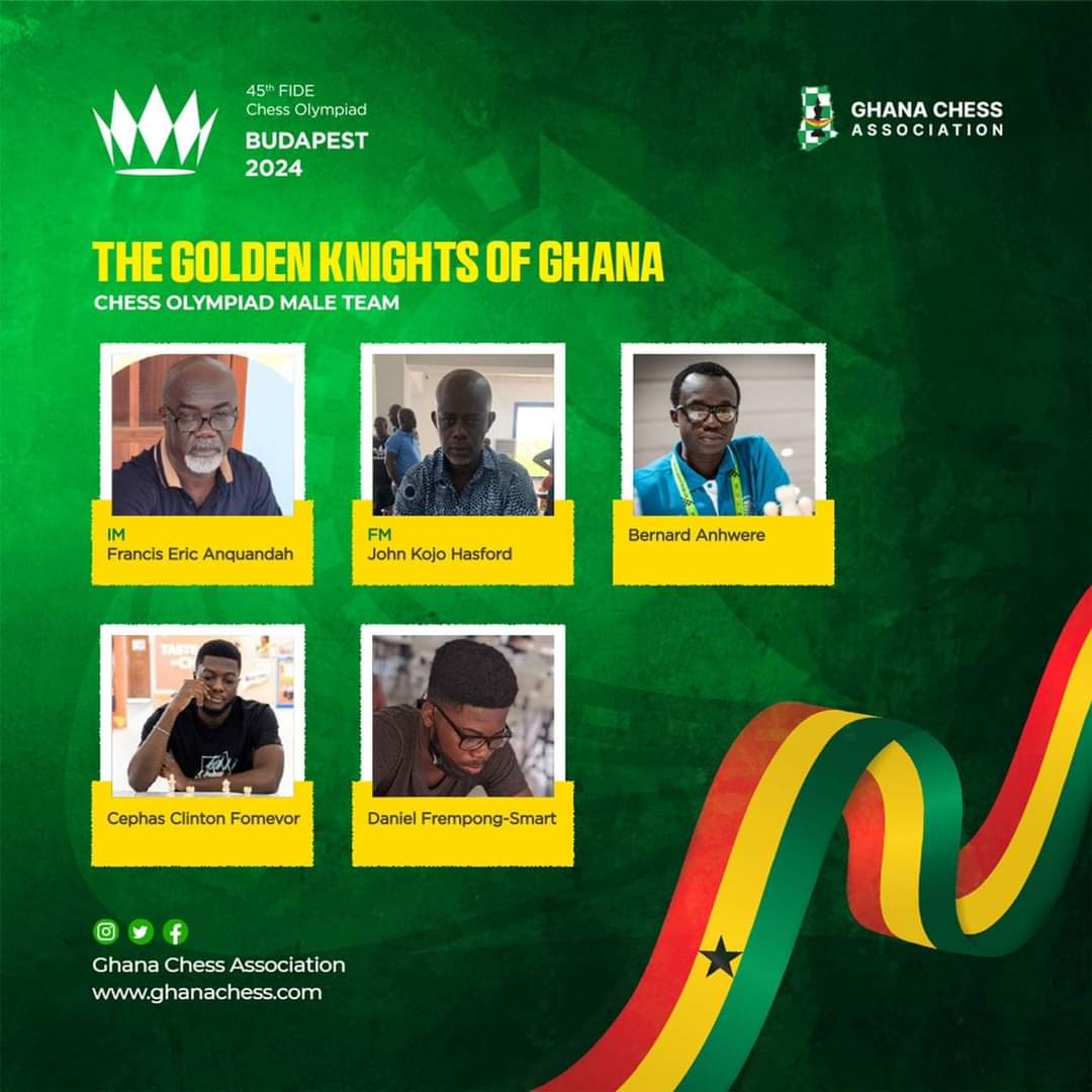 AfricanChessCon's tweet photo. The Ghanaian team competing in the 45th edition of the Chess Olympiad set to be held in Budapest, Hungary  #ChessOlympiad #GhanaChess #AfricanChess #FIDE100 https://t.co/zoBO39lLar