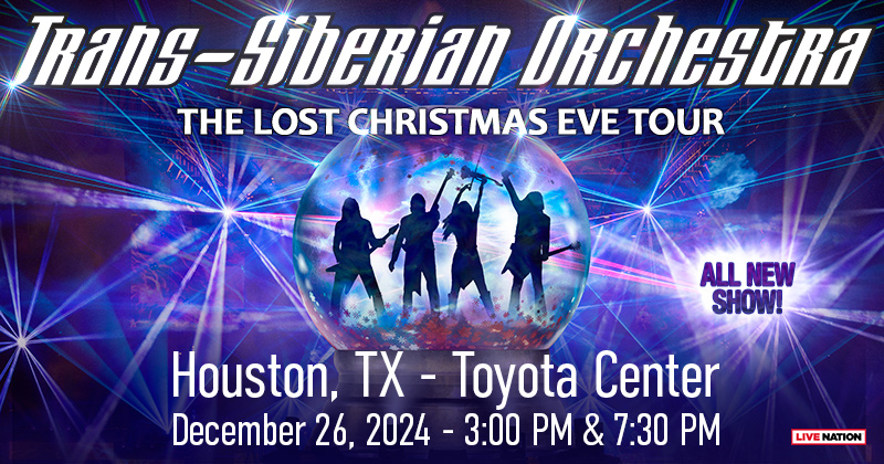 Get your tickets now to see Trans-Siberian Orchestra on December 26 at Toyota Center! You won't want to miss The Lost Christmas Eve Tour!