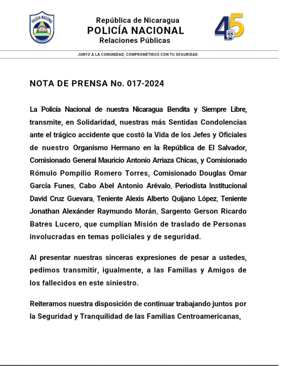 Policía Nacional de Nicaragua tweet media