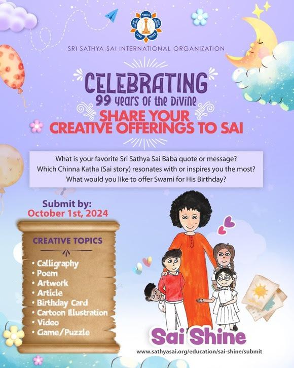 region8sai's tweet photo. Celebrating 99 years of the Divine!

Submit your creating offerings to Sai at https://t.co/TEhEnULYox by October 1st! https://t.co/a6rJPBdidk