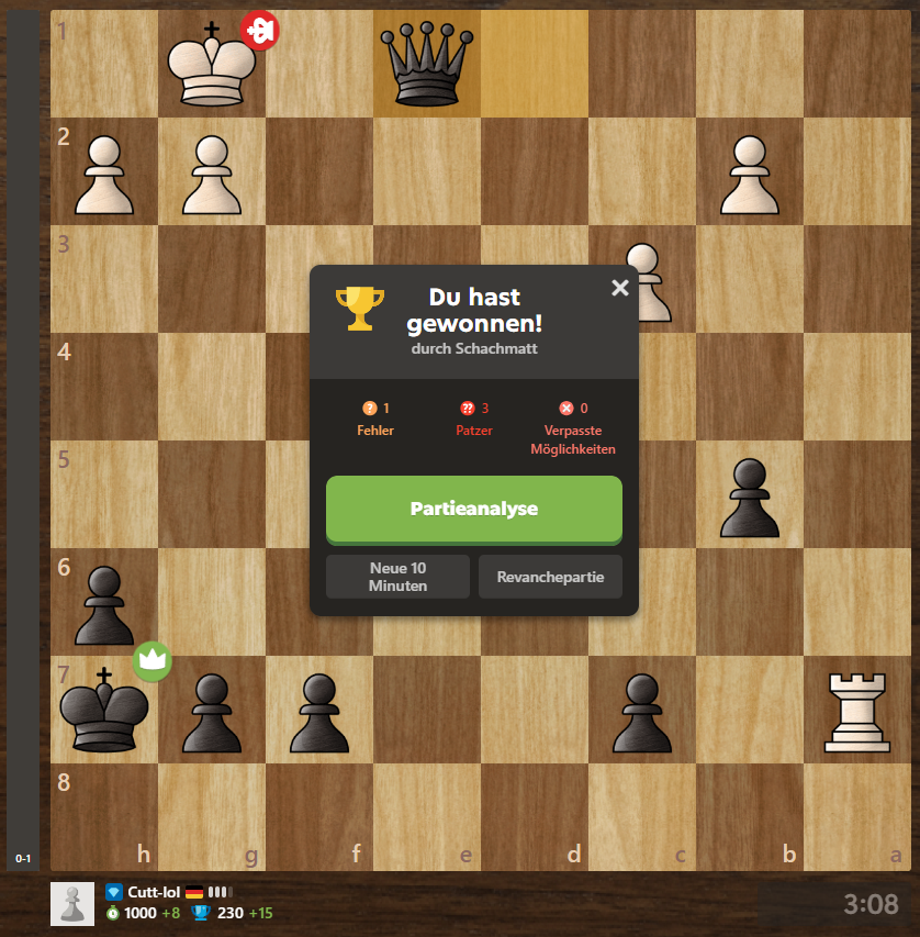 Punktlandung bei 1000 Elo