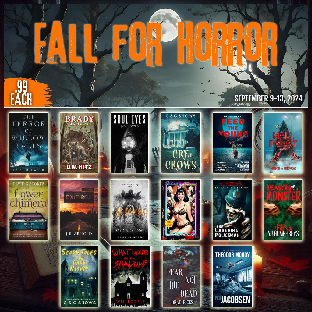 Until the 13th September you can get some great horror books for a steal at .99 each.

Authors include the awesome Jay Bower, Debra Castaneda, Per Jacobsen, J.B. Arnold, D.W. Hitz and many more.
I may have already loaded my Kindle 📷

books.bookfunnel.com/fallforhorror2…
