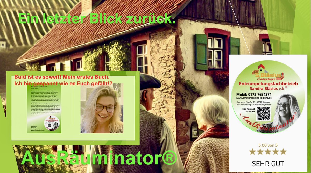 Mein Leben als AusRäuminator®

Sandra Bläsius – AusRäuminator®

Entrümpeln bedeutet mehr, als nur Räume zu leeren – es bedeutet, Leben zu verändern. In meinem kleinen Büchlein nehme ich Sie mit auf eine bewegende Reise durch die Geschichten, die ich als AusRäuminator®