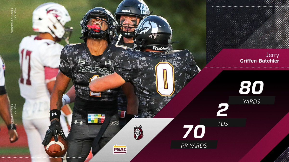 FBALL: Jerry Griffen-Batchler named the @PSACSports East Special Teams Player of the Week after a monster game for @bloomufootball. The junior ran 4 PRs back for 70 yards and had 80 receiving yards (and 2 TD)

FULL STORY: tinyurl.com/3t7bv2a4